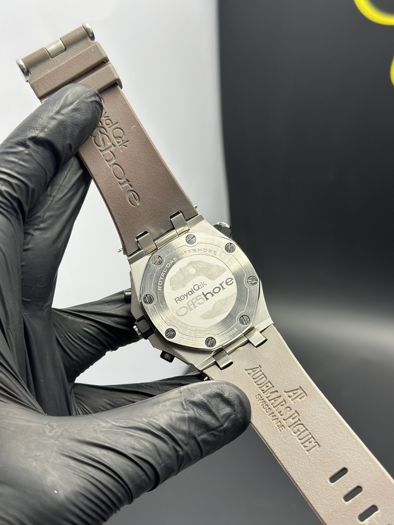 Audemars Piguet Offshore Chronograph 42mm Grey Silicone Strap Black Dial Black Bezel – men’s watch