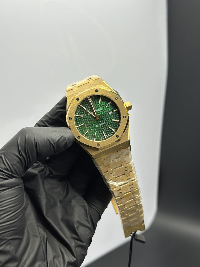 AP Royal Oak Automatic 41mm Stainless Steel Gold Bracelet Green Textured Dial