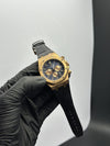 Audemars Piguet Royal Oak Chronograph 41mm Leather Black Strap Black Strap Blue Orange Dial Rosegold Bezel – men’s watch