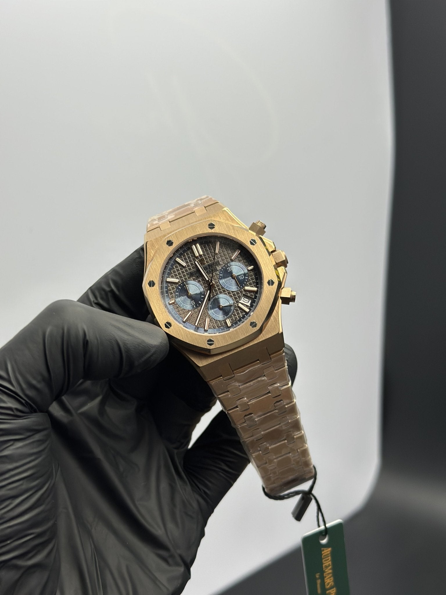 Audemars Piguet Royal Oak Chronograph 41mm Stainless Steel Rosegold Bracelet Beige Blue Dial – men’s watch