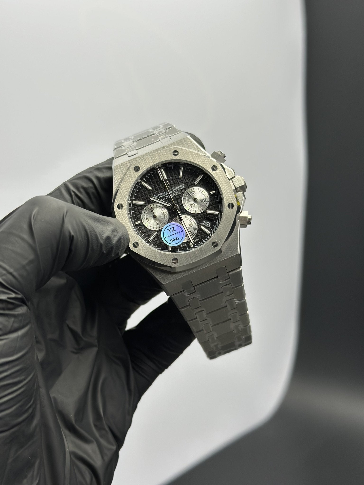 Audemars Piguet Royal Oak Chronograph 41mm Stainless Steel Silver Bracelet Black Silver Dial – men’s watch