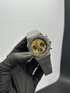 Audemars Piguet Royal Oak Chronograph 41mm Stainless Steel Silver Bracelet Yellow Black Dial – men’s watch