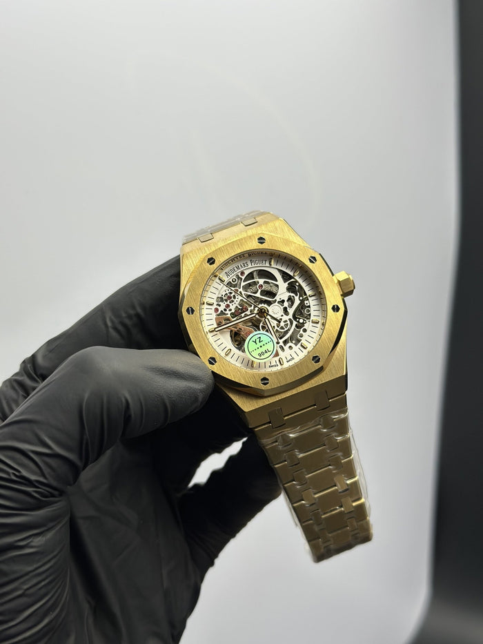 AP Royal Oak Skeleton 41mm Stainless Steel Gold Bracelet White Dial
