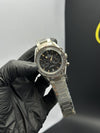 Omega Bracelet Speedmaster (Chronograph Quartz) Silver Bracelet Black Textured Dial – men’s watch