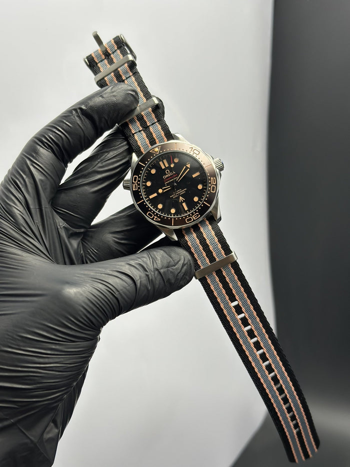OMGA Strap Seamaster (Automatic) 007 Black Orange Nato Strap Black Orange Dial Black Orange Bezel