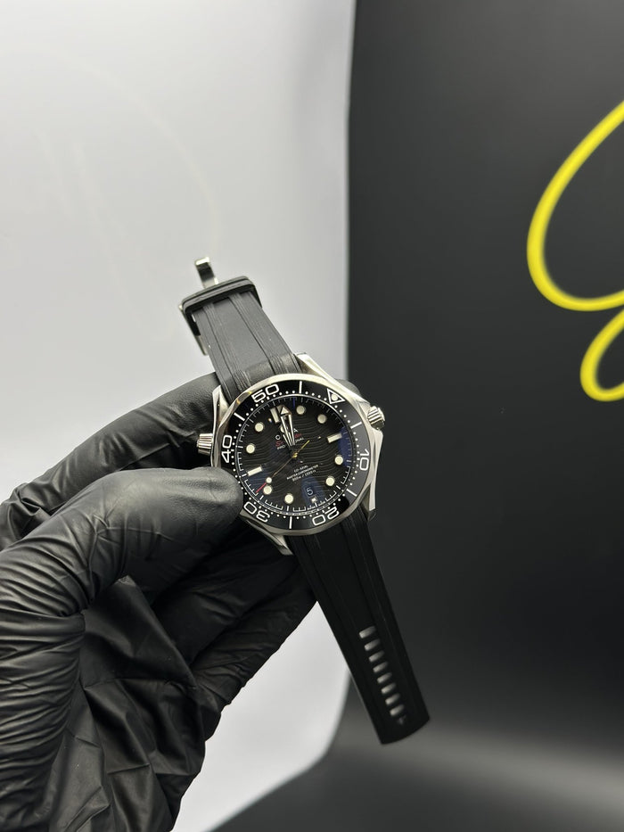 OMGA Strap Seamaster (Automatic) Black Strap Black Dial Black Bezel