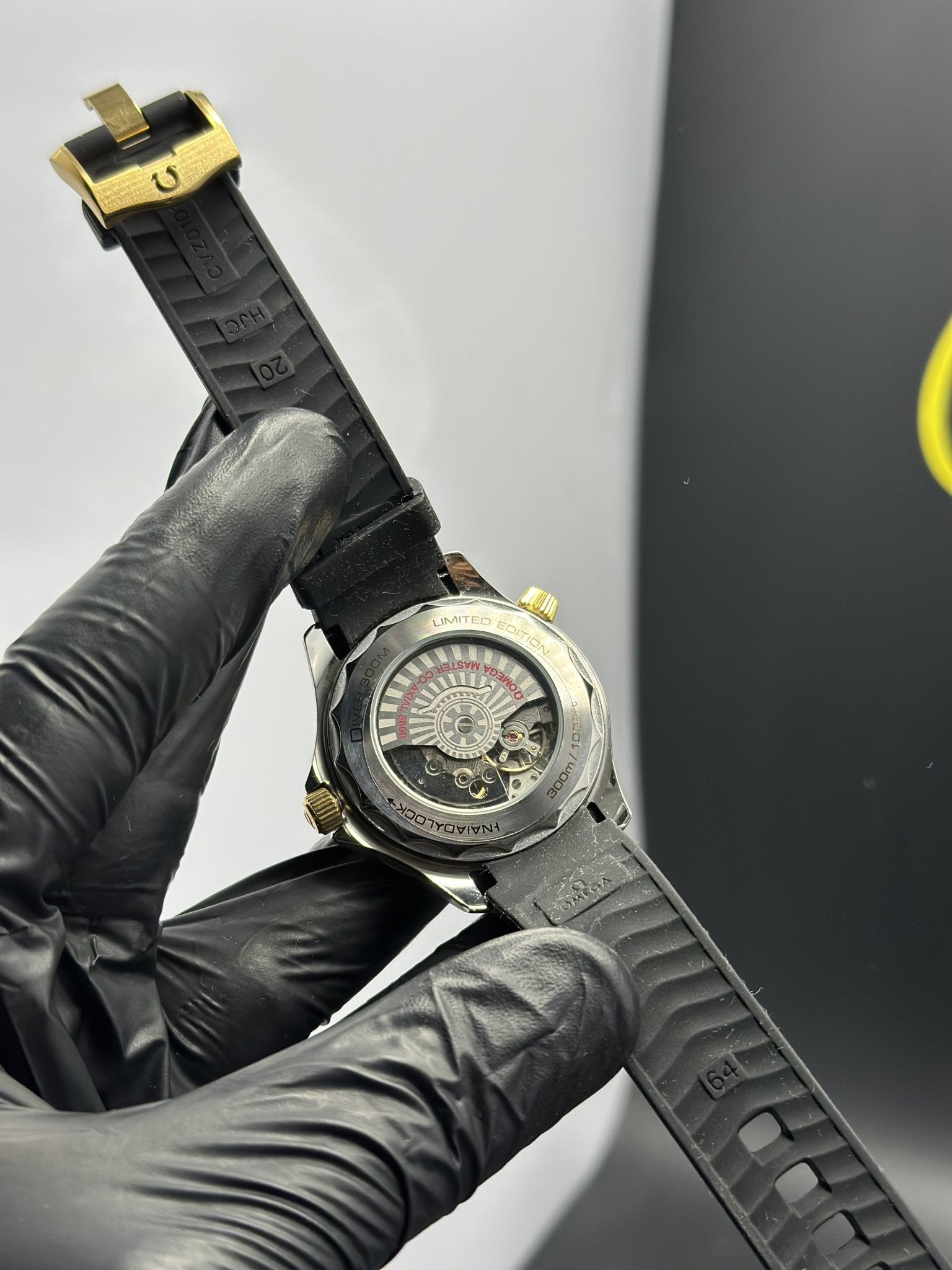 Omega Strap Seamaster (Automatic) Black Strap Black Dial Black Gold Bezel – men’s watch