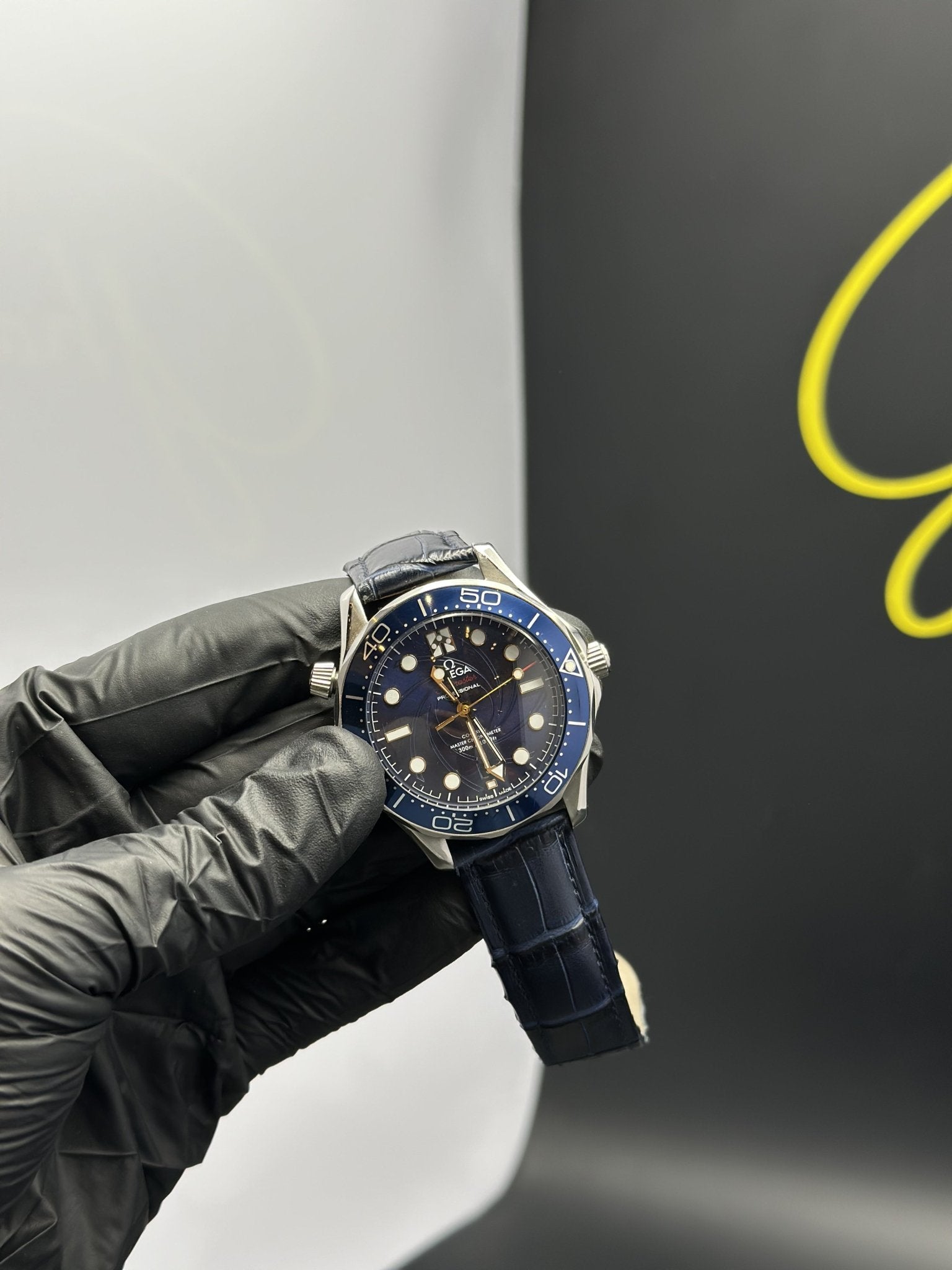 Omega Strap Seamaster (Automatic) Blue Strap Blue Textured Dial Blue Bezel – men’s watch