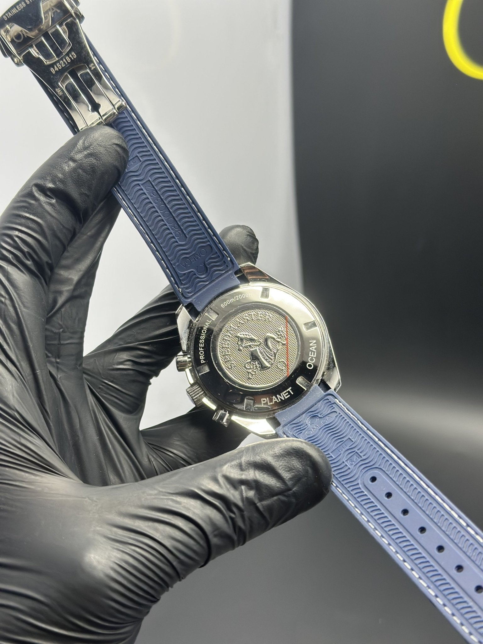 Omega Strap Speedmaster (Chronograph Quartz) Blue Strap Blue Dial Black Bezel – men’s watch