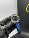 Omega Strap Speedmaster (Chronograph Quartz) Blue Strap Blue Dial Silver Bezel – men’s watch