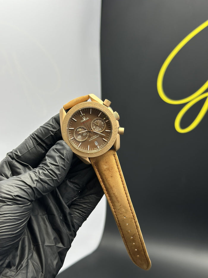 OMGA Strap Speedmaster (Chronograph Quartz) Camel Strap Brown Dial Camel Bezel