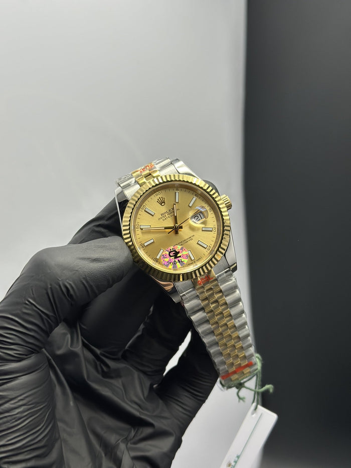 OZ Factory RLX Datejust 41mm Stainless Steel Silver Gold 2 Tone Jubilee Bracelet Gold Dial