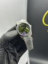 OZ Factory Rolex Daydate 40mm Stainless Steel Silver Presidential Bracelet Green Roman Dial – men’s watch