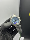 OZ Factory Rolex Daytona 40mm Stainless Steel Silver Oyster Bracelet Sky Blue Arabic Dial Stoned Bezel – men’s watch