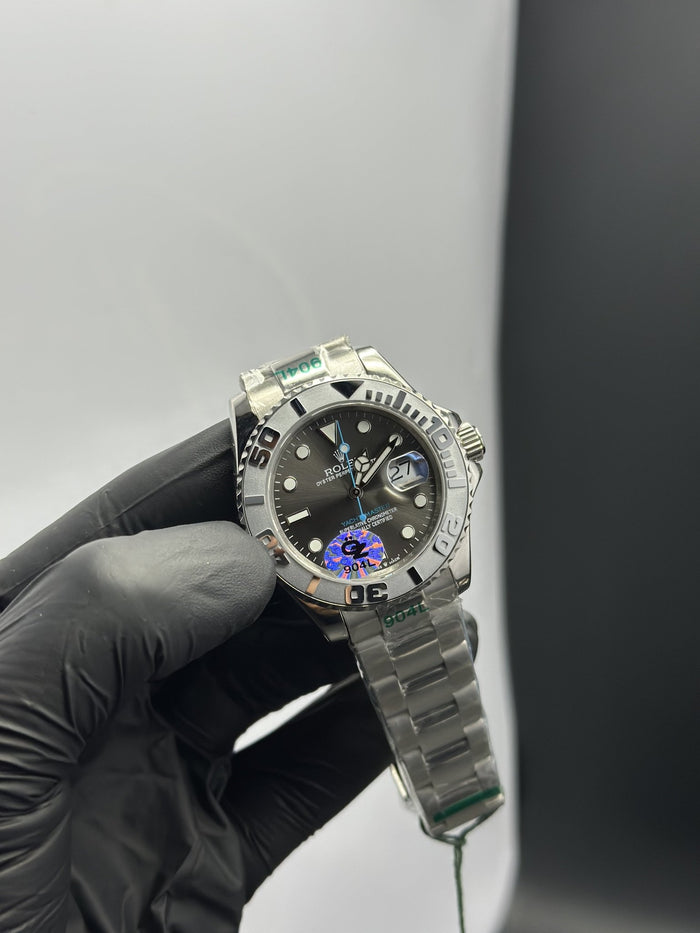 OZ Factory RLX Yacht Master 40mm Stainless Steel Silver Oyster Bracelet Grey Dial Silver Bezel