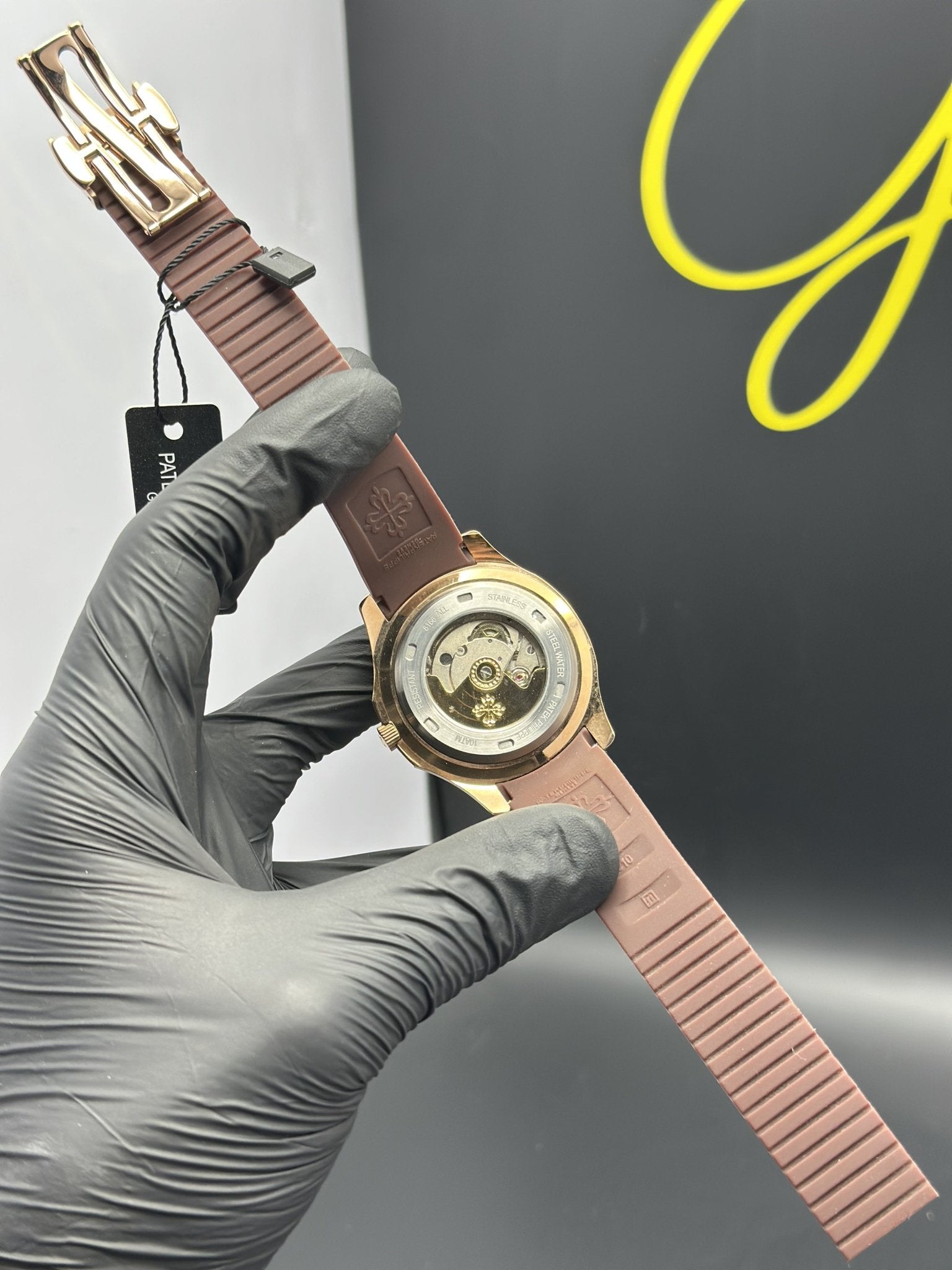 Patek Philippe Aquanaut 41mm Silicone Strap Brown Strap Brown Dial Rosegold Bezel – men’s watch