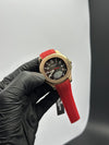 Patek Philippe Aquanaut 41mm Silicone Strap Red Strap Brown Dial Rosegold Bezel – men’s watch