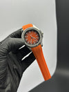 Patek Philippe Aquanaut 41mm Silicone Strap Stoned Bezel Orange Strap Orange Dial Silver Stoned Bezel – men’s watch