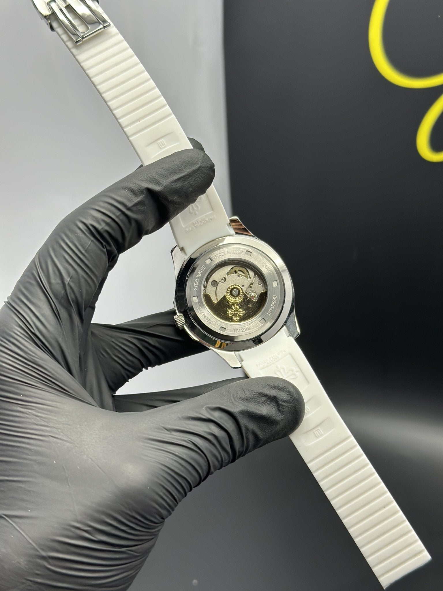 Patek Philippe Aquanaut 41mm Silicone Strap White Strap White Dial Silver Bezel – men’s watch