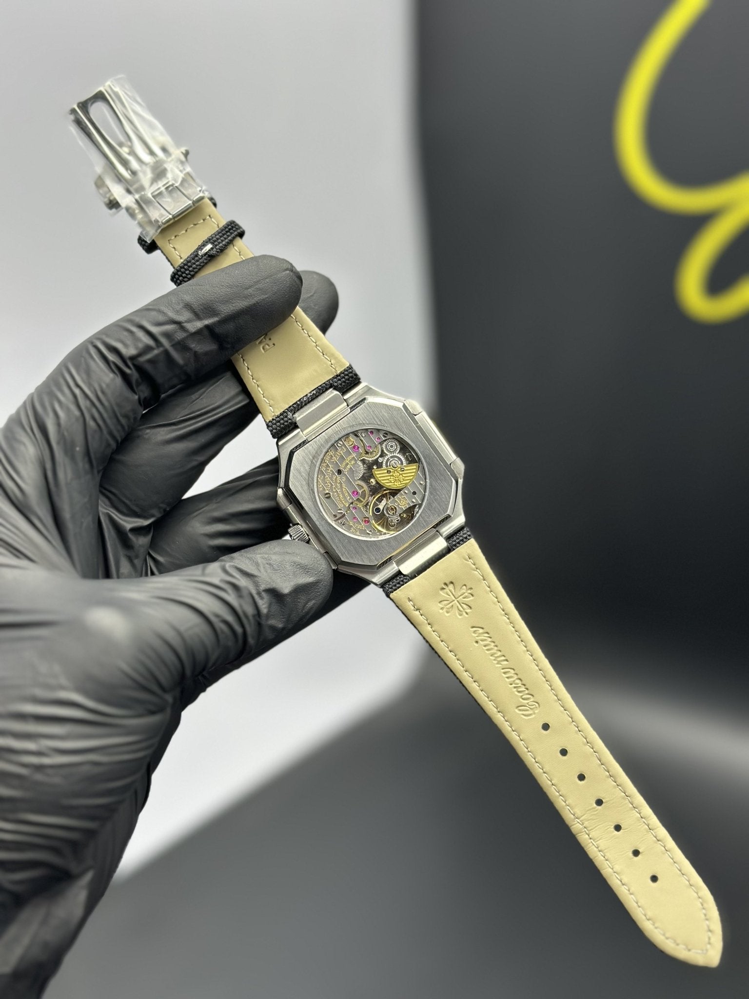 Patek Philippe Cubitus Power Reserve 40mm Leather Strap Black Strap White Dial Silver Bezel – men’s watch