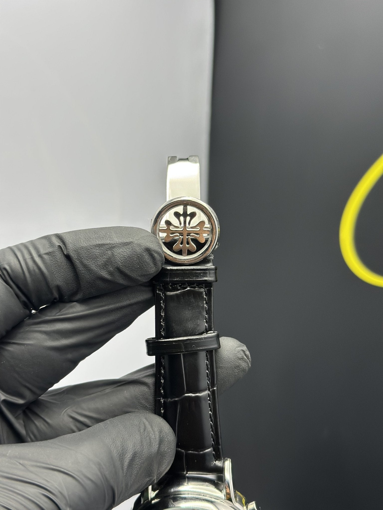 Patek Philippe Leather Strap Classy Watches Black Strap Black Dial Silver Bezel Round Chronographs Special Edition 5 Hands – men’s watch