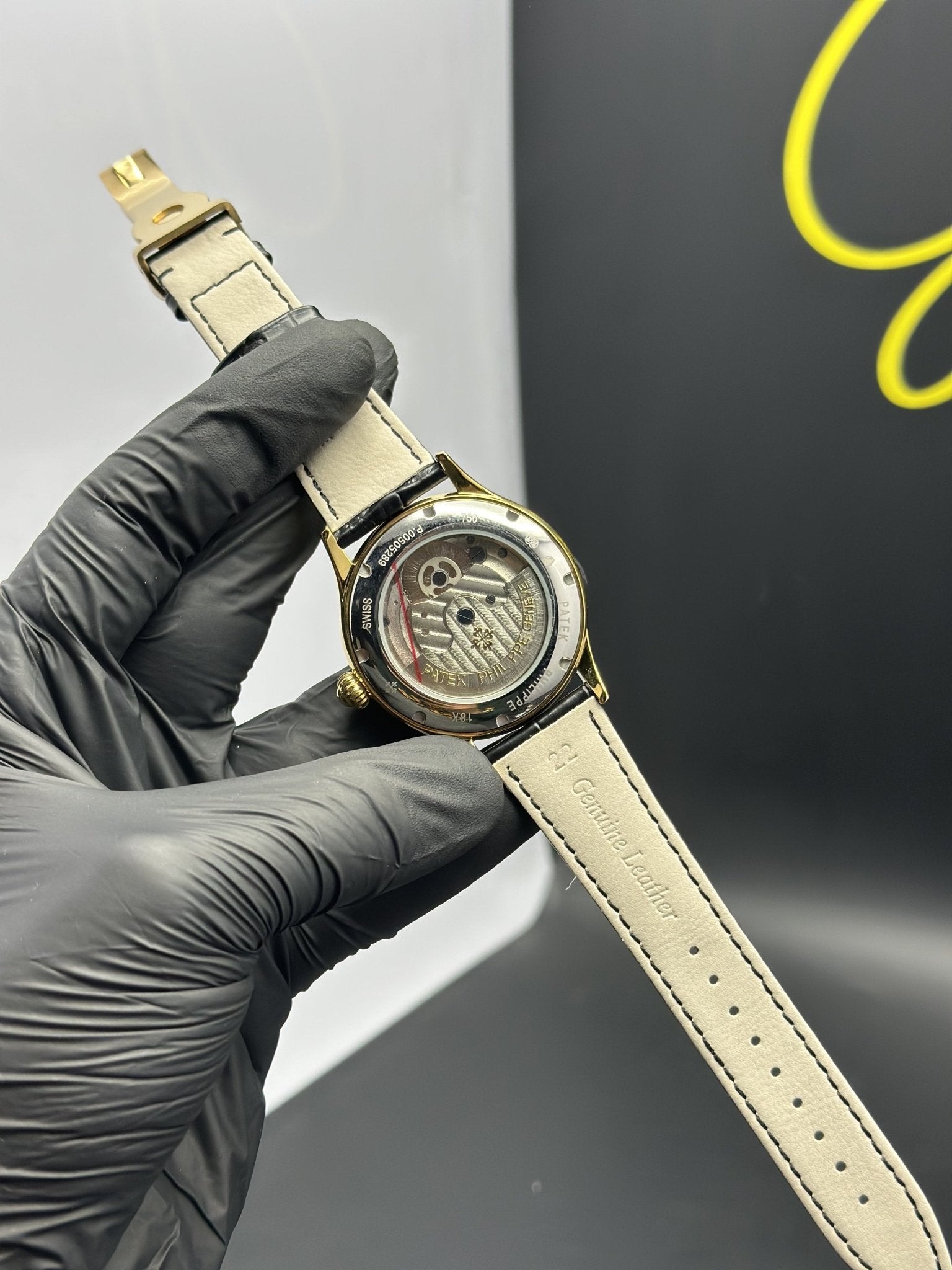 Patek Philippe Leather Strap Classy Watches Black Strap Black Pendulum Dial Gold Bezel – men’s watch