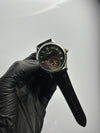 Patek Philippe Leather Strap Classy Watches Black Strap Black Pendulum Textured Roman Figure Dial Silver Bezel – men’s watch