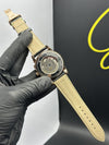 Patek Philippe Leather Strap Classy Watches Black Strap Bottle Green Dial Rosegold Stoned Bezel Rectangular Chronographs – men’s watch