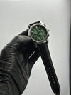 Patek Philippe Leather Strap Classy Watches Black Strap Bottle Green Dial Silver Bezel Rectangular Chronograph – men’s watch