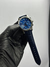 Patek Philippe Leather Strap Classy Watches Blue Strap Blue Dial Silver Bezel Rectangular Chronographs – men’s watch