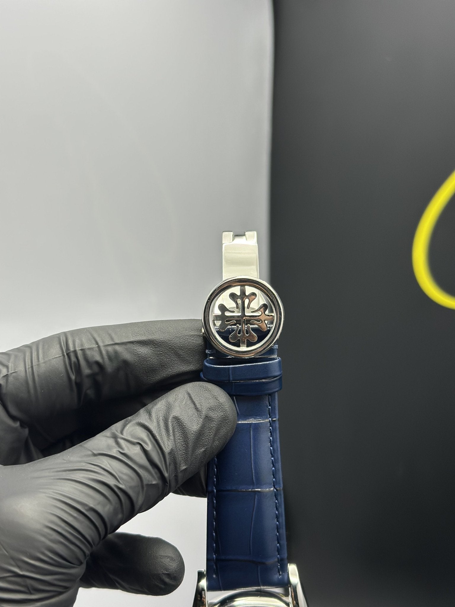 Patek Philippe Leather Strap Classy Watches Blue Strap Blue Dial Silver Bezel Rectangular Chronographs – men’s watch