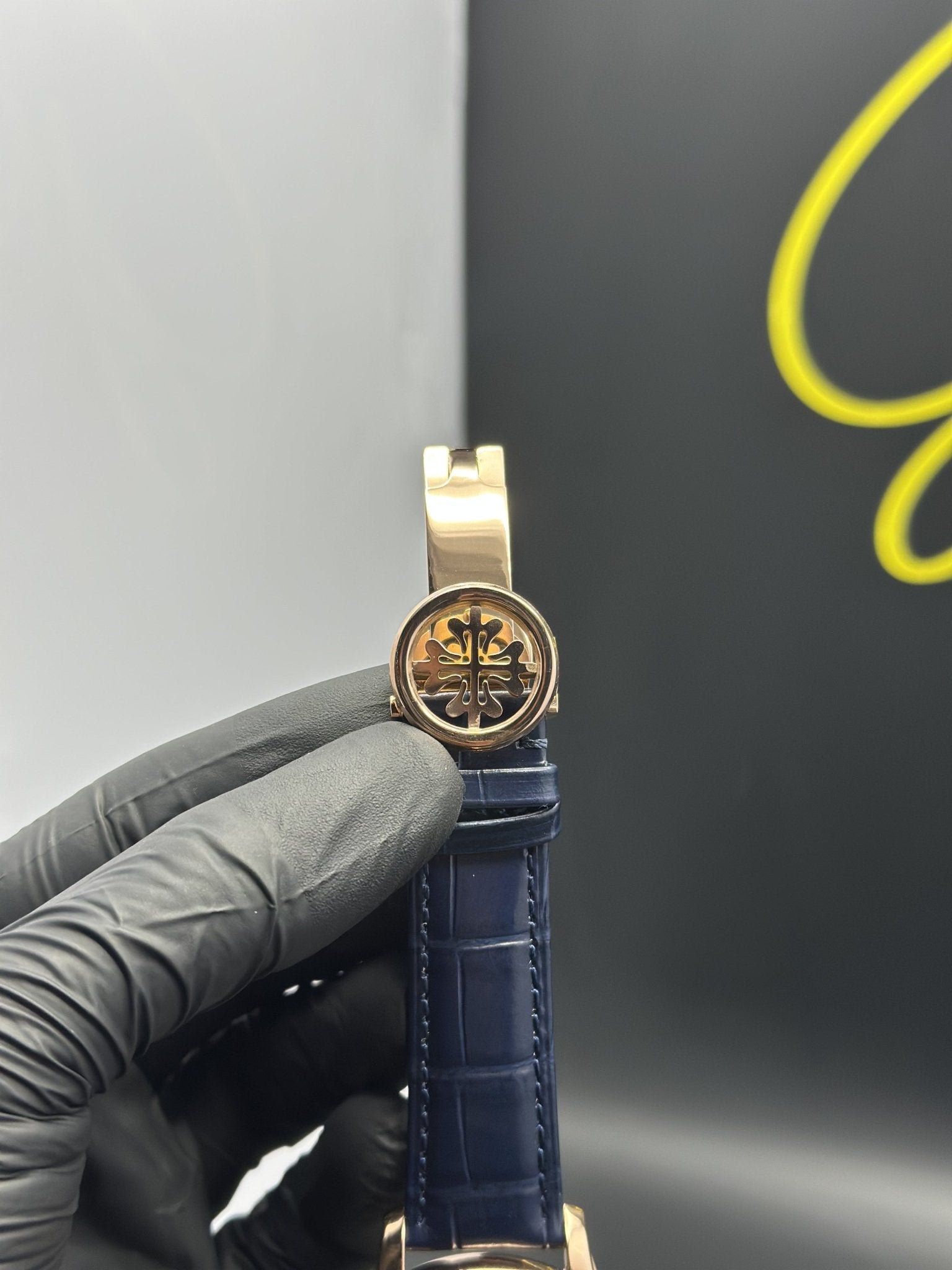 Patek Philippe Leather Strap Classy Watches Blue Strap Blue Flyback Dial Rosegold Bezel Chronograph – men’s watch