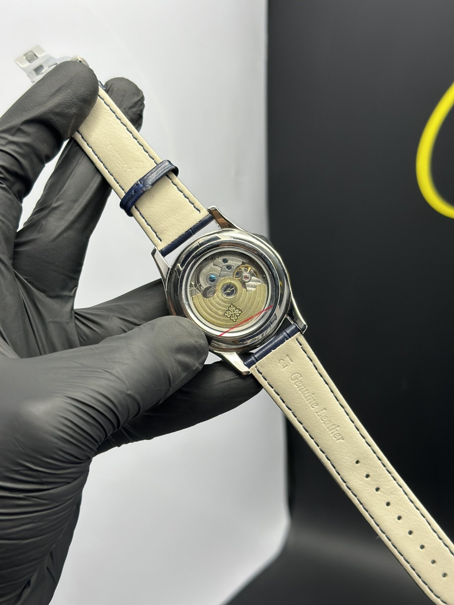 Patek Philippe Leather Strap Classy Watches Blue Strap Blue Flyback Dial Silver Bezel – men’s watch