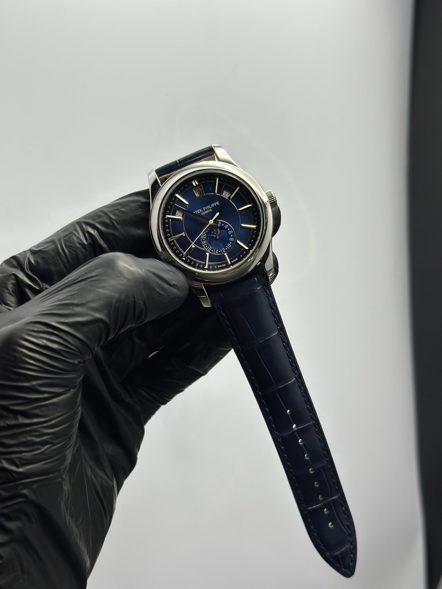 Patek Philippe Leather Strap Classy Watches Blue Strap Blue Flyback Dial Silver Bezel – men’s watch