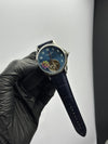 Patek Philippe Leather Strap Classy Watches Blue Strap Blue Pendulum Textured Dial Silver Bezel – men’s watch