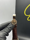 Patek Philippe Leather Strap Classy Watches Brown Strap White Pendulum Textured Dial Rosegold Bezel – men’s watch
