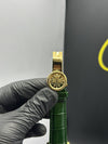 Patek Philippe Leather Strap Classy Watches Green Strap Green Flyback Dial Gold Bezel Chronograph – men’s watch