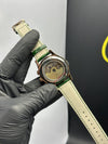 Patek Philippe Leather Strap Classy Watches Green Strap Green Flyback Dial Rosegold Bezel Chronograph – men’s watch