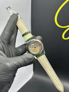Patek Philippe Leather Strap Classy Watches Green Strap Green Flyback Dial Silver Bezel – men’s watch