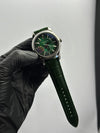 Patek Philippe Leather Strap Classy Watches Green Strap Green Flyback Dial Silver Bezel – men’s watch