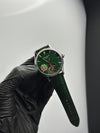 Patek Philippe Leather Strap Classy Watches Green Strap Green Pendulum Textured Dial Silver Bezel – men’s watch