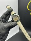 Patek Philippe Leather Strap Classy Watches Green Strap Green Pendulum Textured Dial Silver Bezel – men’s watch