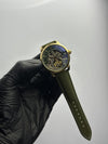 Patek Philippe Leather Strap Classy Watches Olive Green Strap Green Pendulum Skeleton Dial Gold Bezel – men’s watch