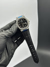 Patek Philippe Nautilus 41mm Leather Strap Black Strap Black Dial Silver Bezel – men’s watch