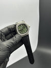 Patek Philippe Nautilus 41mm Leather Strap Black Strap Green Dial Silver Bezel – men’s watch