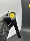 Patek Philippe Nautilus 41mm Leather Strap Black Strap Yellow Dial Silver Bezel – men’s watch