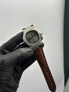 Patek Philippe Nautilus Annual Calendar 41mm Leather Strap Brown Strap Grey Dial Silver Bezel – men’s watch