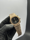 Patek Philippe Nautilus Chronograph 41mm Stainless Steel Rosegold Bracelet Black Dial – men’s watch
