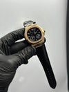 Patek Philippe Nautilus Power Reserve 41mm Leather Strap Black Strap Black Dial Rosegold Bezel – men’s watch