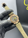 Patek Philippe Nautilus Power Reserve 41mm Leather Strap Black Strap Grey Dial Silver Rosegold 2 Tone Bezel – men’s watch